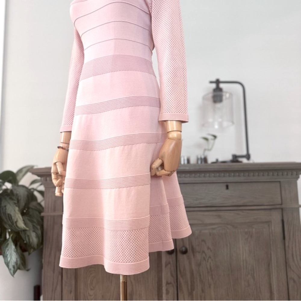 Vince Camuto Mesh-detail Fit-and-flare Dress | Size Small - Picture 3 of 14